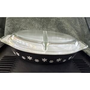 NOS Pyrex Lidded Opalware Glass Snowflake Pattern c1956